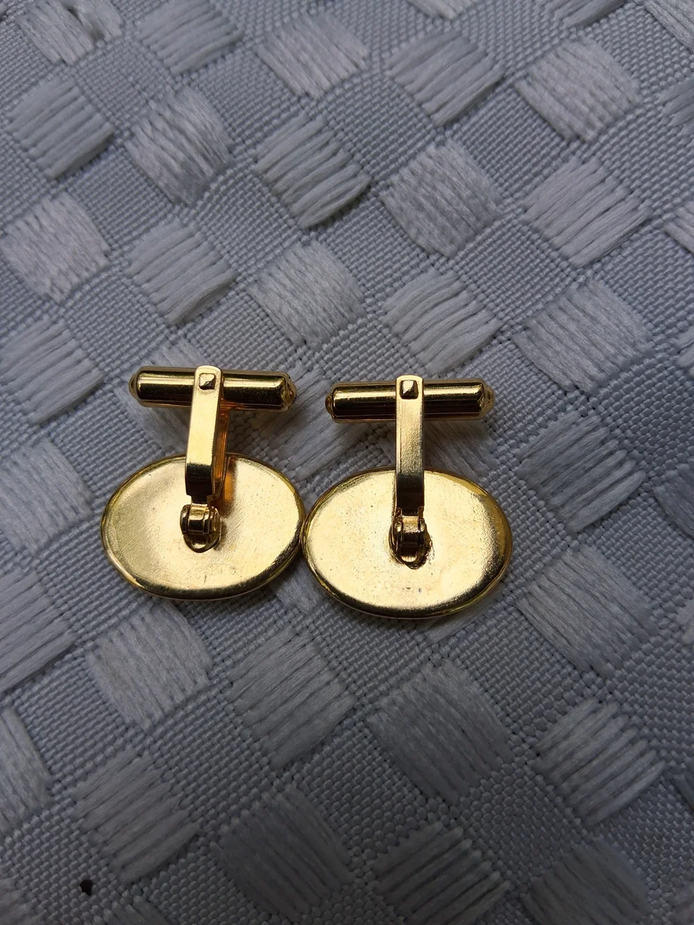Men's Gold-Tone Multicolor Inlay Oval Cufflinks